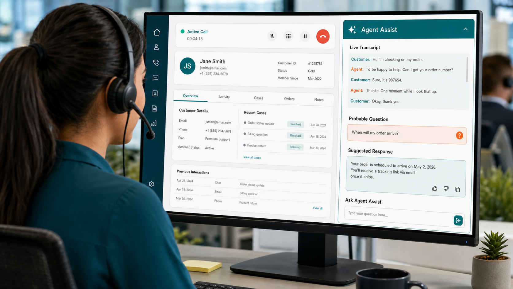 Agent Assist interface for customer support teams
