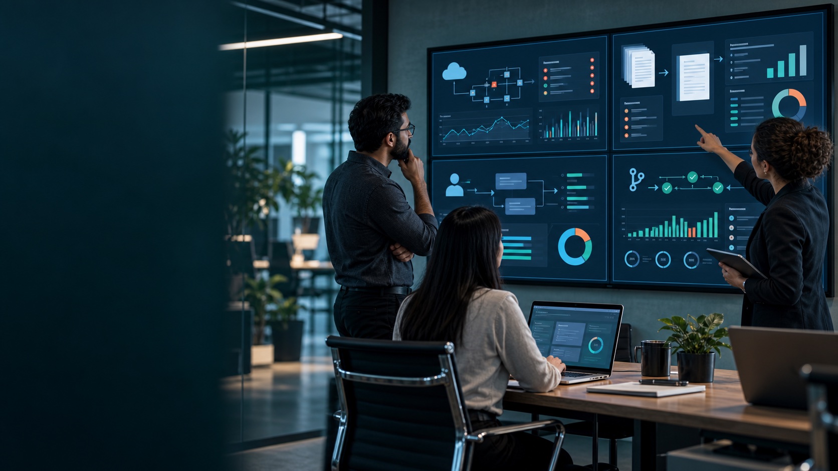 Engineering team reviewing enterprise AI and software delivery outcomes