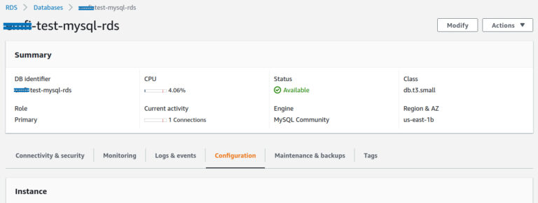 test mysql rds