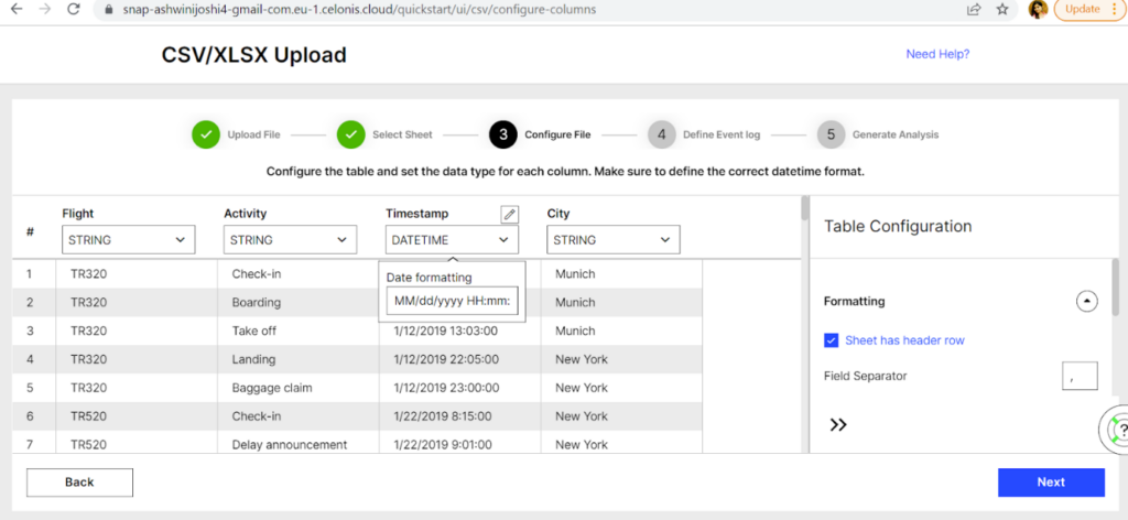 CSV/XLSX Upload B2